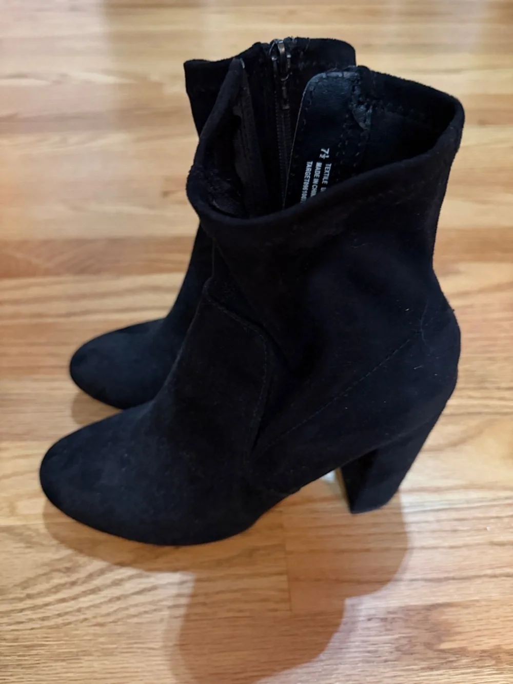 Target Black Suede-Look Ankle Booties with Block Heel